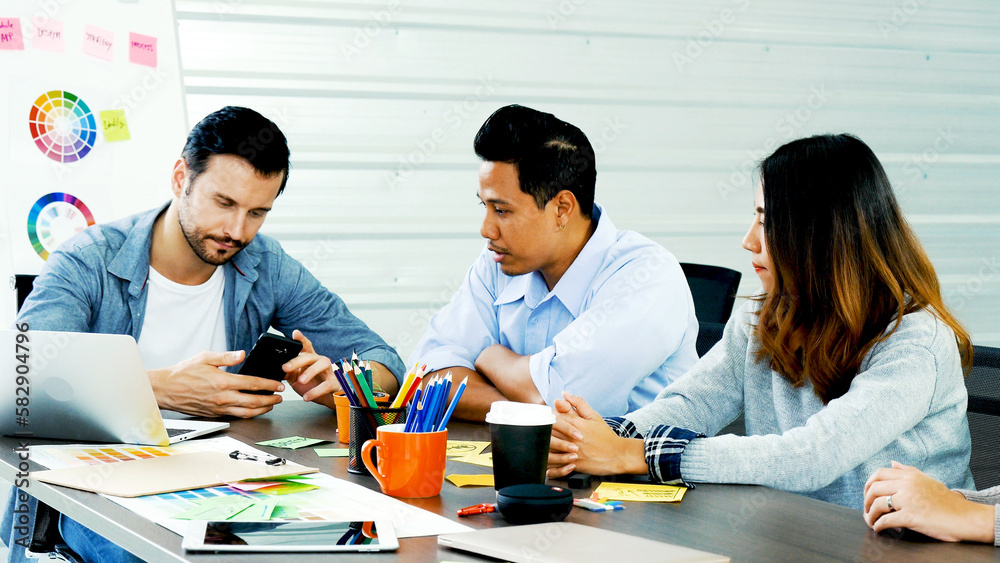 Happiness Diversity Business Team Meeting Corporate Office Desk In