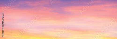 Panoramic view of the sunset sky, vector background