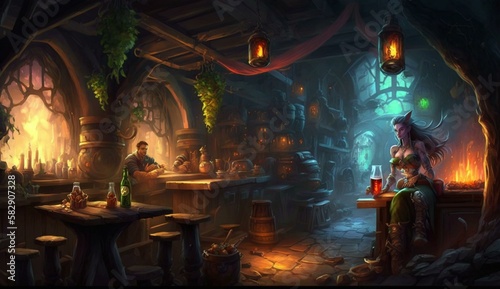 Generative AI, fantasy Tavern, medieval Tavern, medieval building, fantasy Taverne, mittelalterliche Taverne, mittelalterliche Gebäude. 