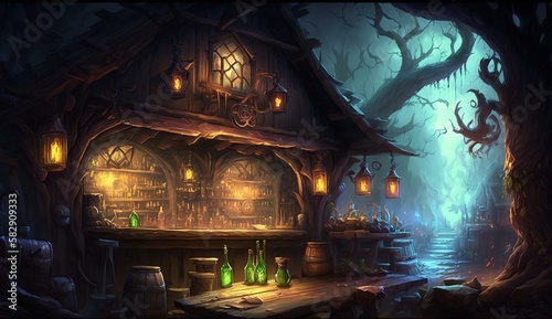 Generative AI  fantasy Tavern  medieval Tavern  medieval building  fantasy Taverne  mittelalterliche Taverne  mittelalterliche Geb  ude.