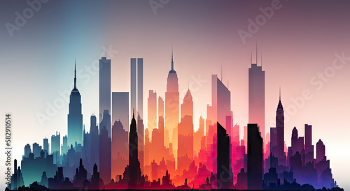 Abstract reimagining of the New York City Skyline created with Generative AI technology 