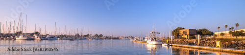 Channel Islands harbor at afternoon sunset in Port Hueneme California United States