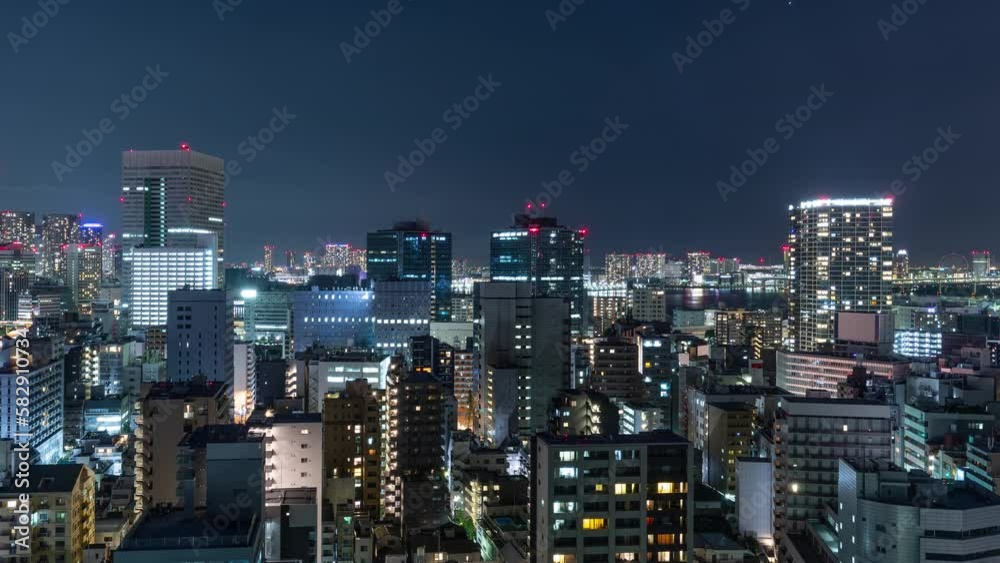Time Lapse of the densely packed buildings of Tokyo Japan at night Time Lapse of the densely packed buildings of Tokyo Japan at night