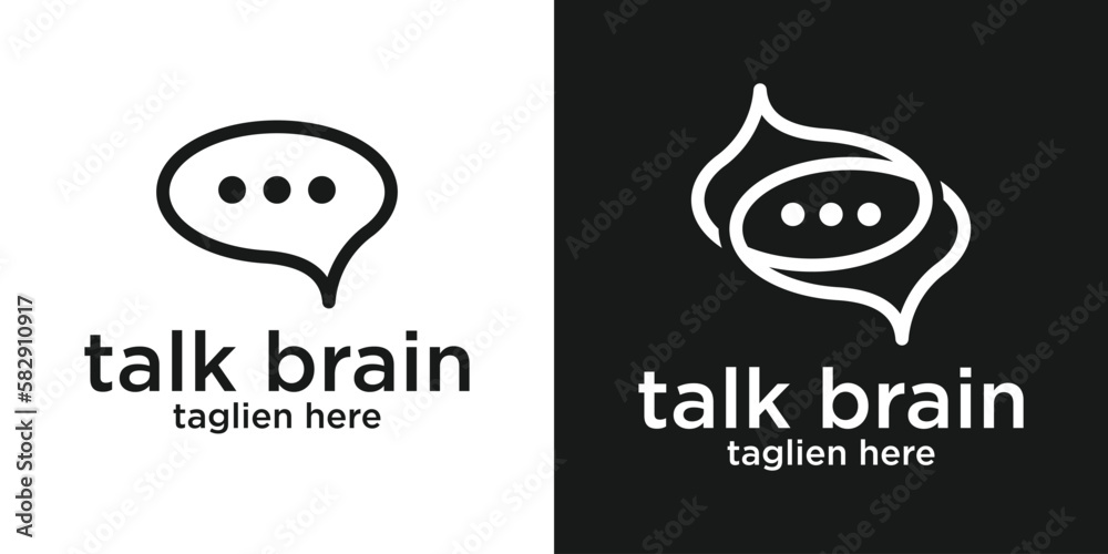 talk and brain logo design line icon vector illustration talk and brain logo design line icon vector illustration