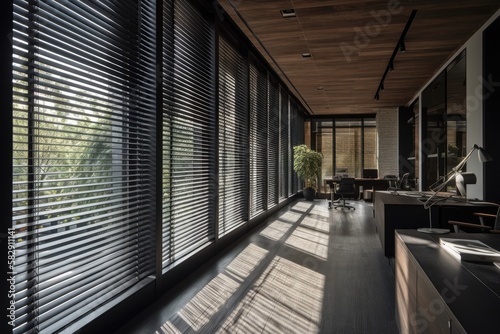 Slate, a canopy, a clearstory window, or a venetian blind can be found on a building's exterior. That building's construction can be adjusted, closed, or opened to let sunlight or natural light enter photo