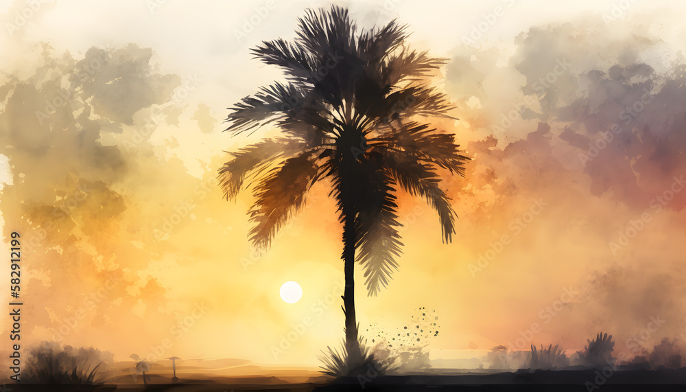 Palm Tree Painting Generative AI
