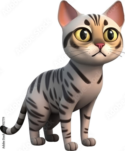 3D Bengal cat cartoon isolated on white  transparent background  PNG  Generative AI