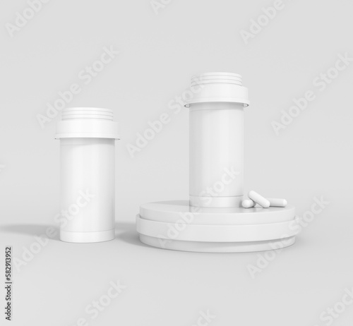 3d plastic pill bottle supplement mockup
