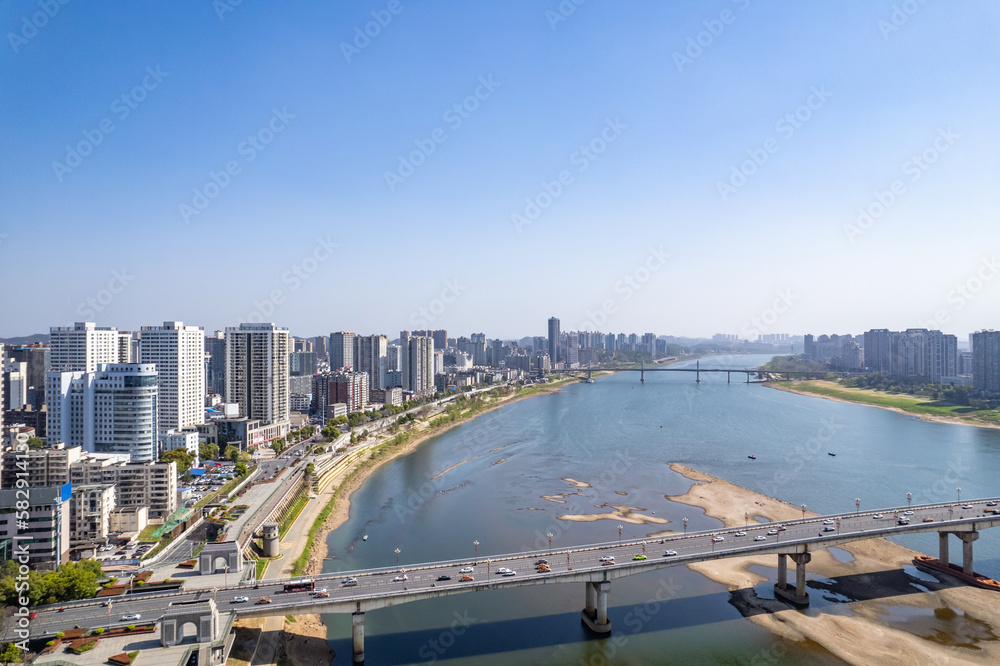 Scenery on both sides of the Xiangjiang River in Zhuzhou City, Hunan Province, China Scenery on both sides of the Xiangjiang River in Zhuzhou City, Hunan Province, China