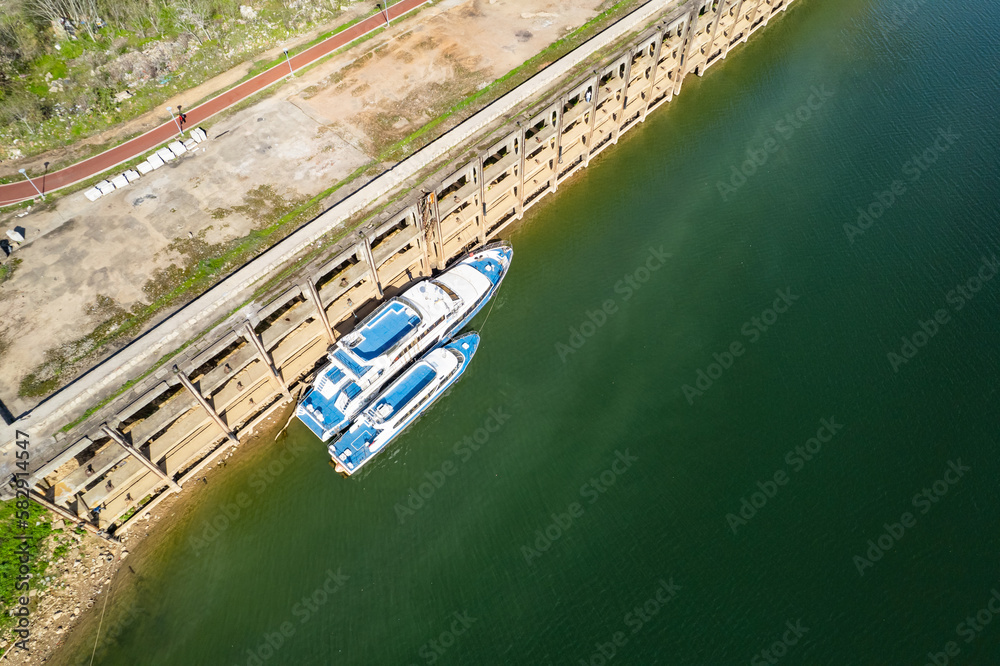 A cruise ship docked on the Xiangjiang River