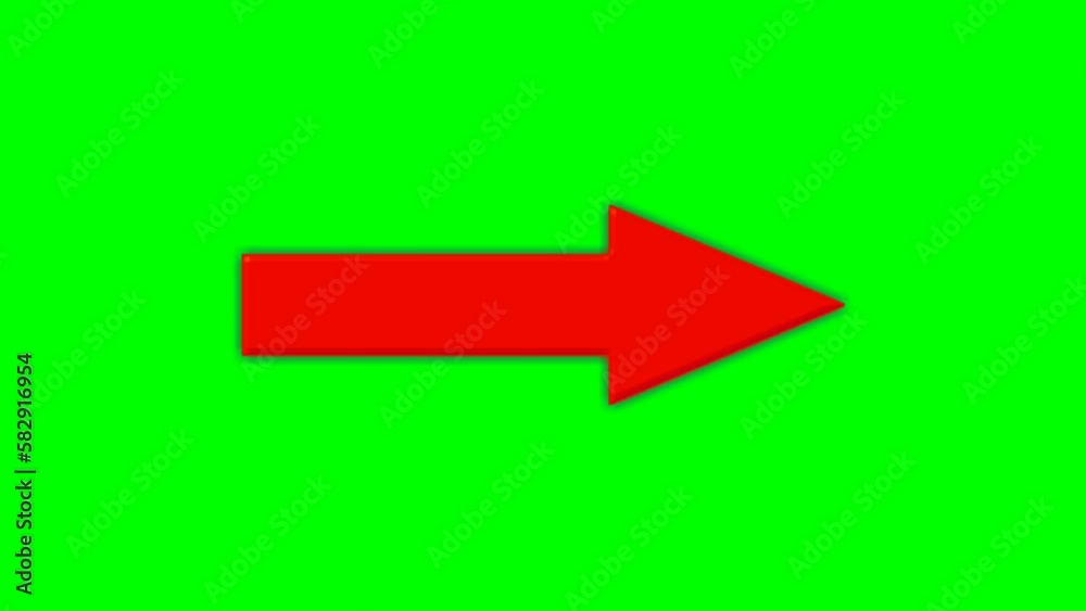 Arrow Sign Symbol Animation On Green Screen Red Color Cartoon Arrow Pointing Right 4k Animated 2289