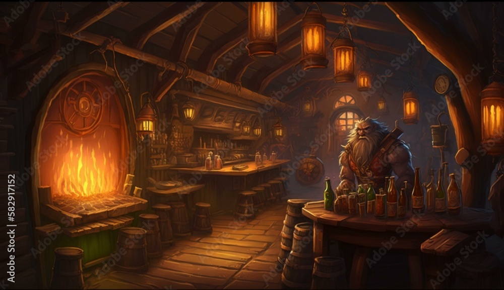 Generative AI, fantasy Tavern, medieval Tavern, medieval building,dwarf,zwerg,
fantasy Taverne, mittelalterliche Taverne, mittelalterliche Gebäude.

