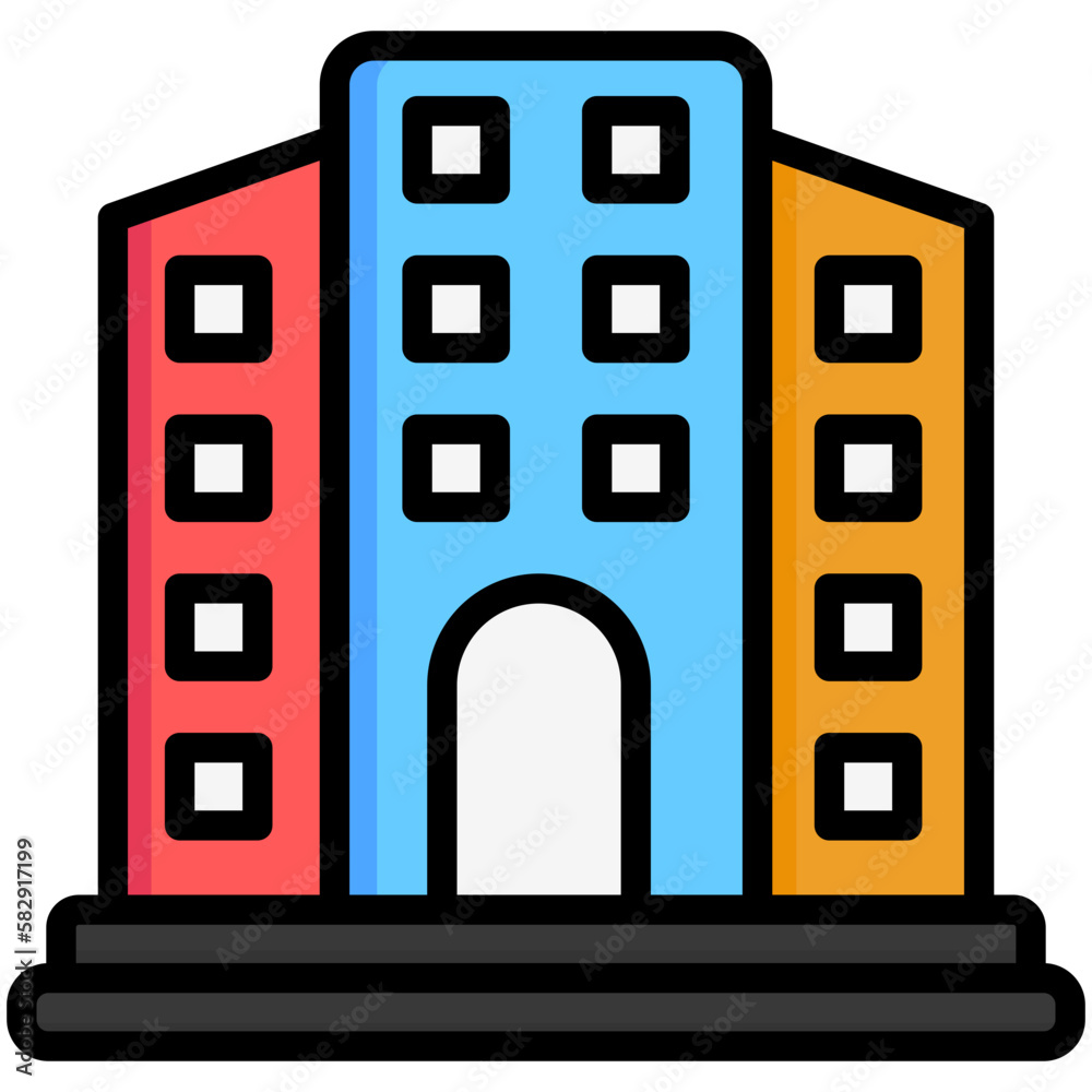 hotel building multi color icon hotel building multi color icon