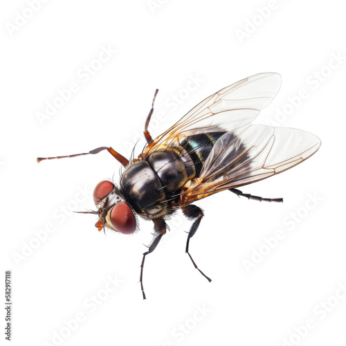top view of fly , isolated on transparent background cutout , generative ai photo