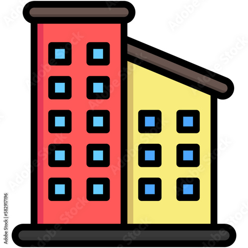 apartment building multi color icon