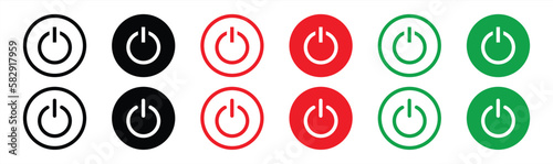 power on off icon set. shutdown icon symbol sign collections, vector illustration	
