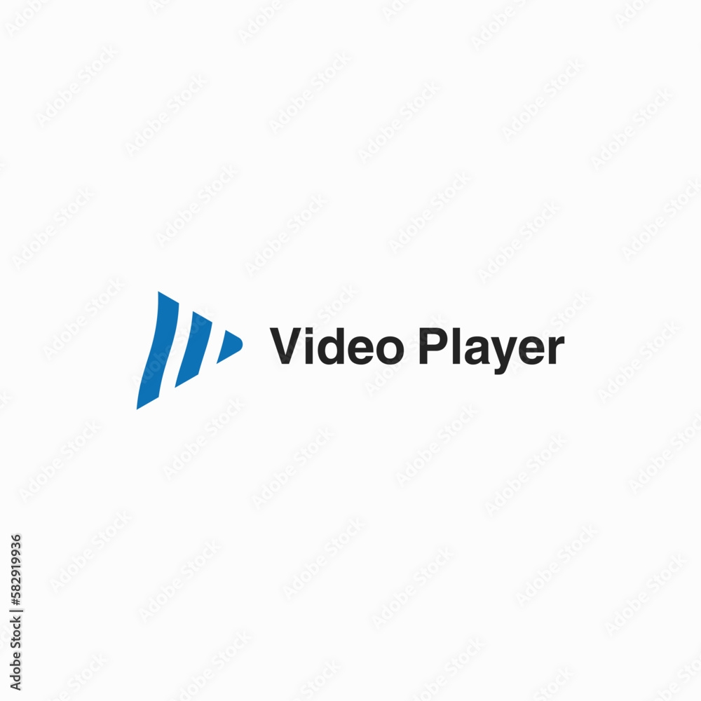 simple video player mark sign logo design vector concept with flat, elegant and unique styles isolated on white background.