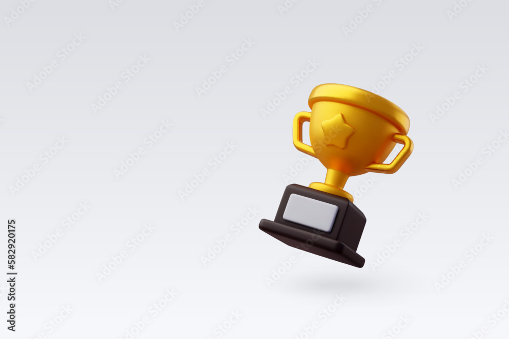 3d Vector Golden trophy cup with star, Premium Quality guarantee label, Victory game champion. 3d Vector Golden trophy cup with star, Premium Quality guarantee label, Victory game champion.