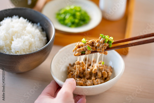 Japanese food Natto ”納豆”.
Traditional Japanese food ”Natto” image.
 photo