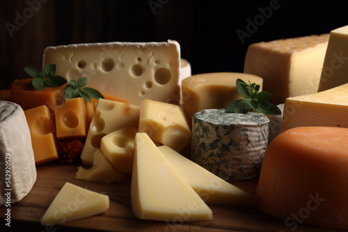 Cheese. close up. generative ai. 