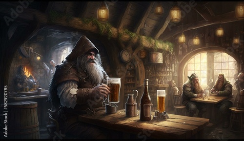 Generative AI  fantasy Tavern  medieval Tavern  medieval building dwarf zwerg  fantasy Taverne  mittelalterliche Taverne  mittelalterliche Geb  ude.