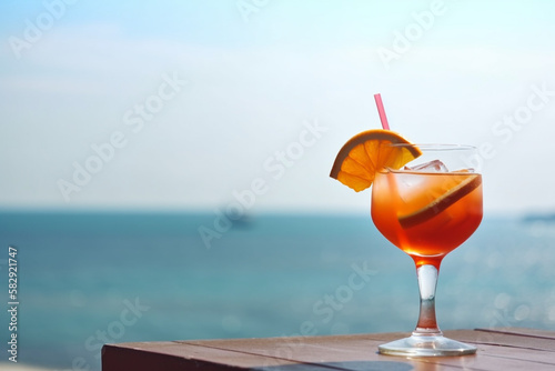 cocktail on the beach. generative ai