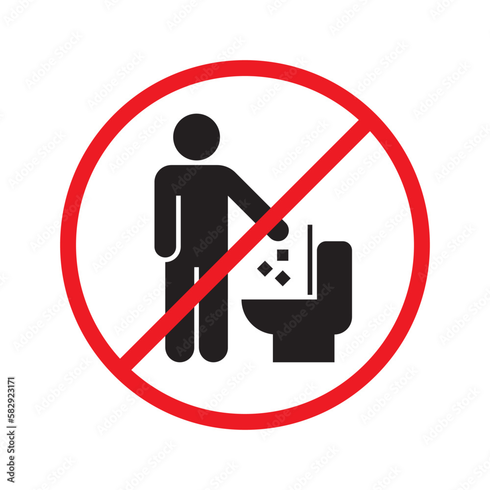 Do not litter in toilet icon, Keep clean sign, Throw garbage in a bin