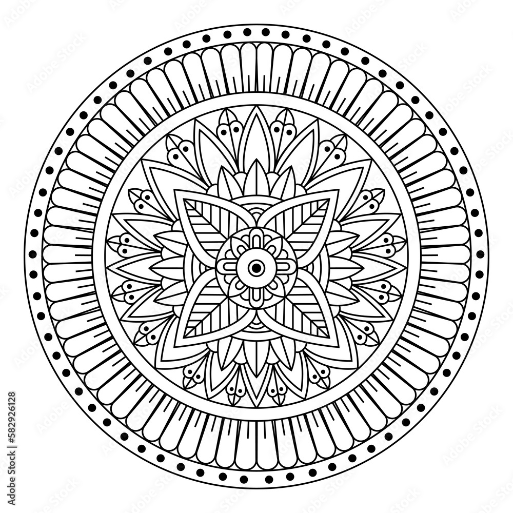 Hand drawn of luxury mandala in zentangle style