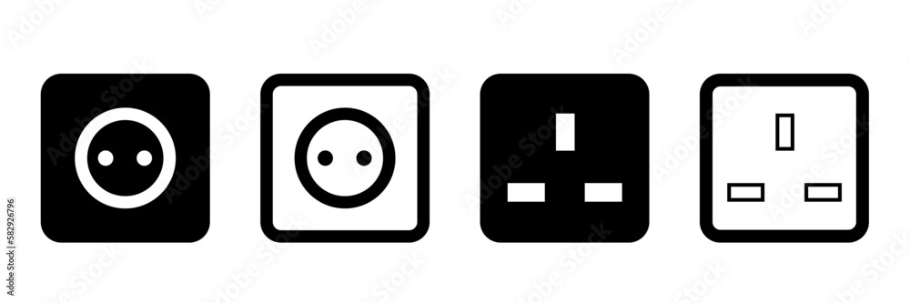  Socket vector icons set