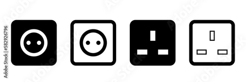  Socket vector icons set