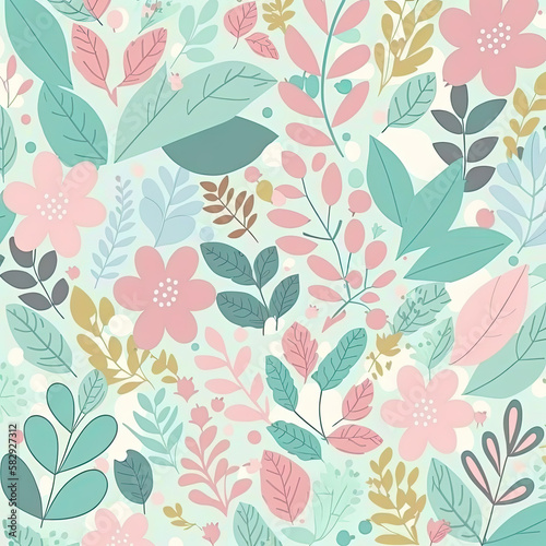 Seamless Floral Pattern, AI Generated