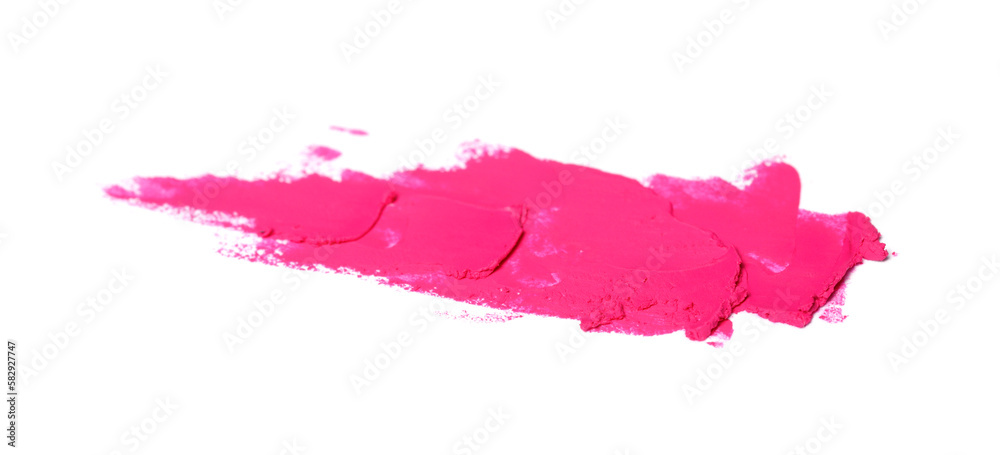 Smear of bright lipstick on white background