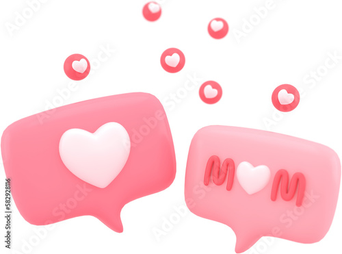 Access element for Mother's Day greeting card, 3D rendering of celebrations on special days.