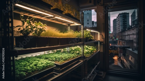 Small Space, Big Harvest: Urban Farming Innovations for Apartment Living, GENERATIVE AI ©  freeprompt