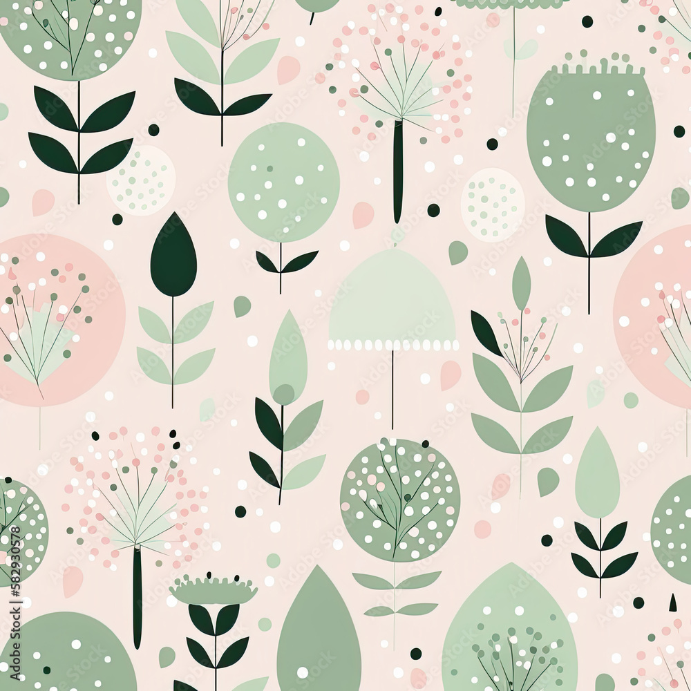 Seamless Floral Pattern, AI Generated