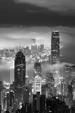 Skyline of Hong Kong city in fog