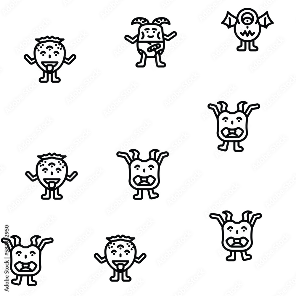 monster cute character vector seamless pattern monster cute character vector seamless pattern
