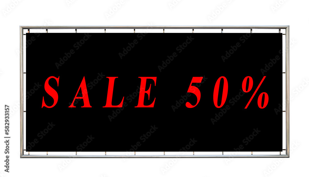 billboards with red word sale on black background isolated