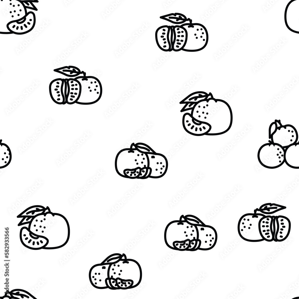 Fototapeta premium mandarin citrus fruit vector seamless pattern