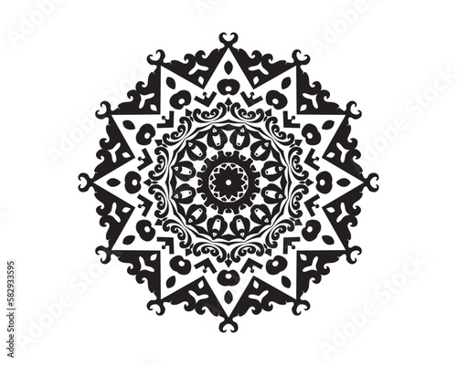 Black color Mandala vector Vintage Iliustration ornamental round ornament