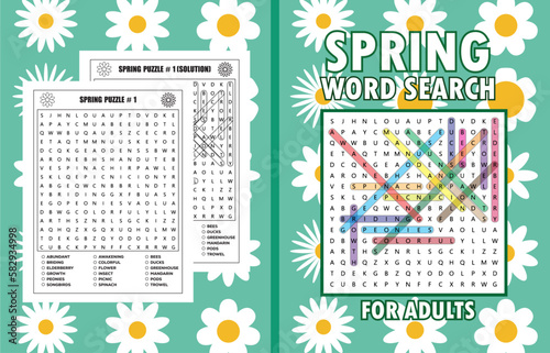 Spring Word Search Cover for Adults