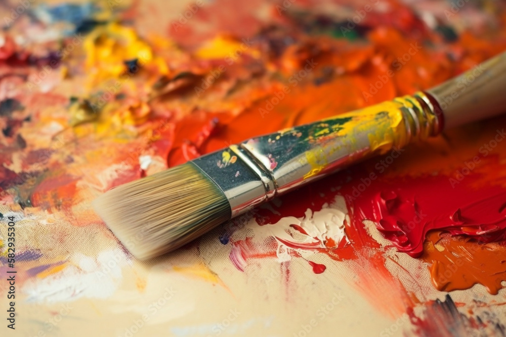 Fototapeta premium Brushes and Palette. painting tool. generative ai