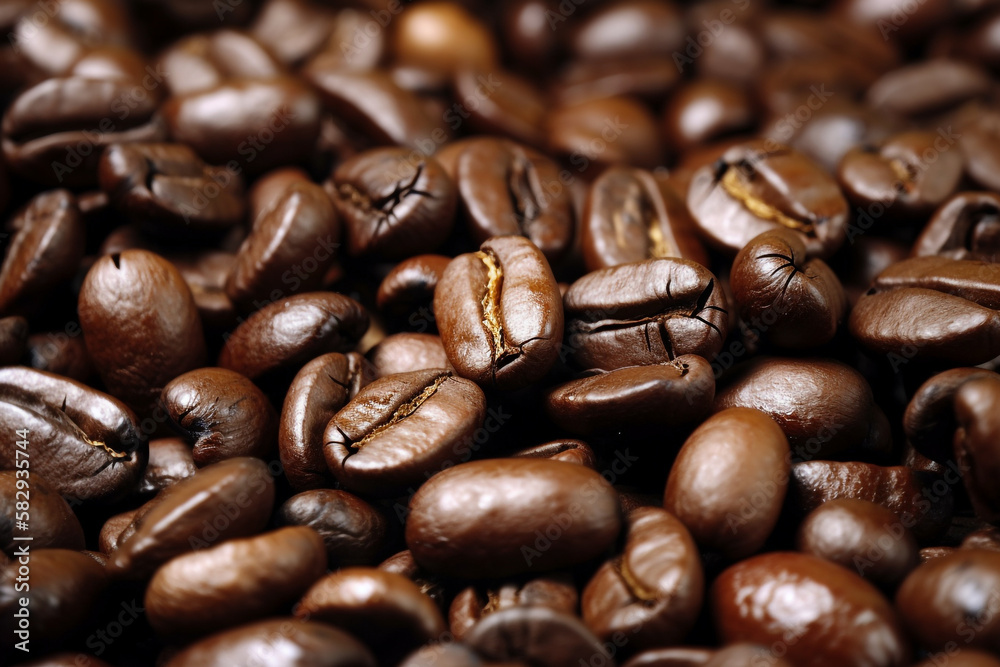 Obraz premium coffee beans, close up. generative ai