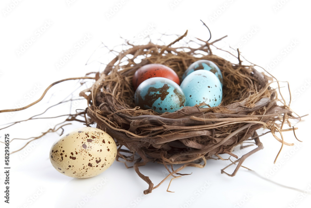 Obraz premium easter eggs in a nest. generative ai 