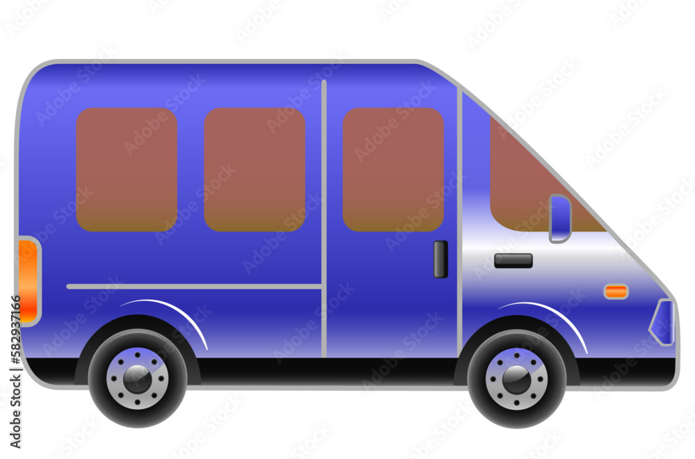 Blue passenger minibus vector illustration