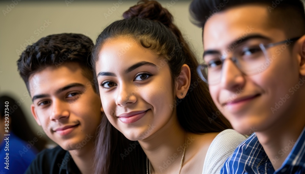 Group of Diverse and Empowered Hispanic Youth High School Students Working Together in Economics Club : Power of Collaboration in Clubs, Sports Teams (generative AI) Group of Diverse and Empowered Hispanic Youth High School Students Working Together in Economics Club : Power of Collaboration in Clubs, Sports Teams (generative AI)