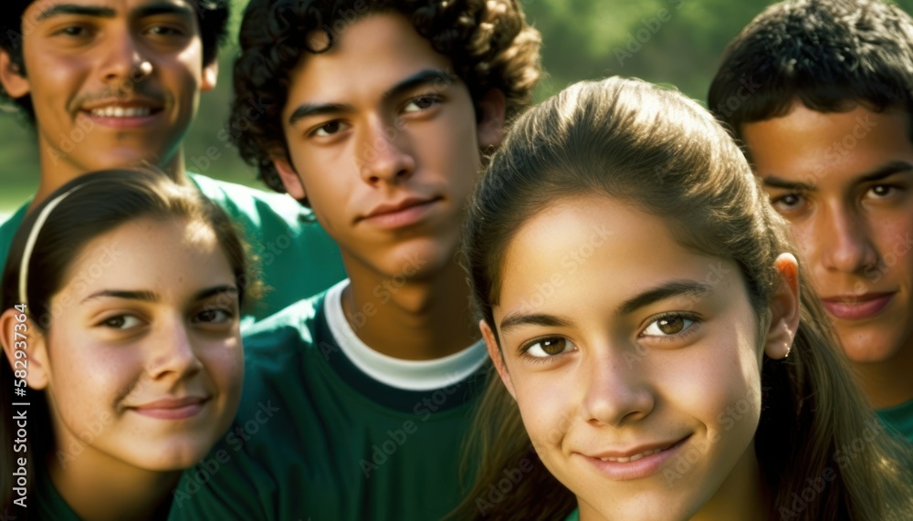 Group of Diverse and Empowered Hispanic Youth High School Students Working Together in Football : Power of Collaboration in Clubs, Sports Teams (generative AI) Group of Diverse and Empowered Hispanic Youth High School Students Working Together in Football : Power of Collaboration in Clubs, Sports Teams (generative AI)
