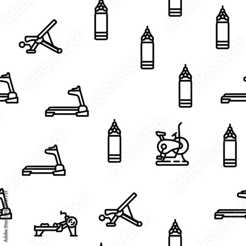 fitness gym exercise vector seamless pattern