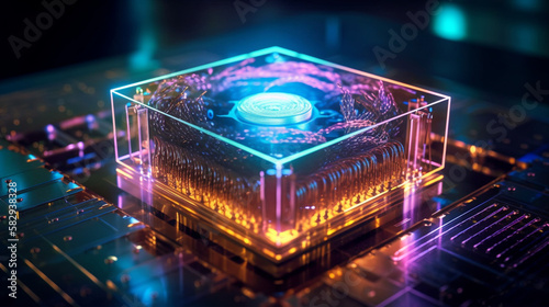 quantum computer with glowing qubits AI generated
