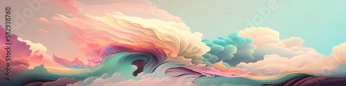 Wide Pastel-Themed Abstract Artwork for Wallpaper